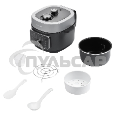 Мультиварка Redmond MP-112 серый, 3 л, 890 Вт, управление - кнопки, поворотный механизм, программ - 20