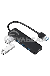 Концентратор USB 3.0 Gembird UHB-C414, 4 порта, кабель 19см, с доп питанием (Type-C)