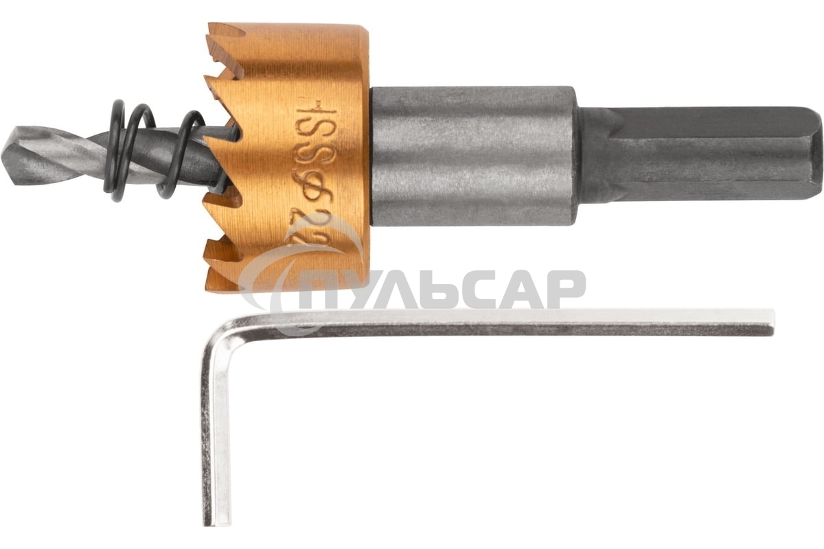 Коронка кольцевая по металлу, HSS сталь, титановое покрытие 22 мм