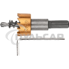 Коронка кольцевая по металлу, HSS сталь, титановое покрытие 22 мм