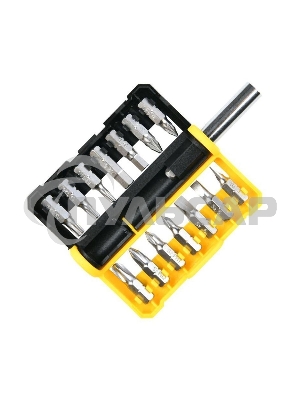 Набор бит 14 шт c держателем Deli DL251201 (SL4,SL5,SL6,PH0,PH1,PH2,PH3,T15,T20,T25,H5,H6,PZ1,PZ2), сталь S2, пласт.держатель