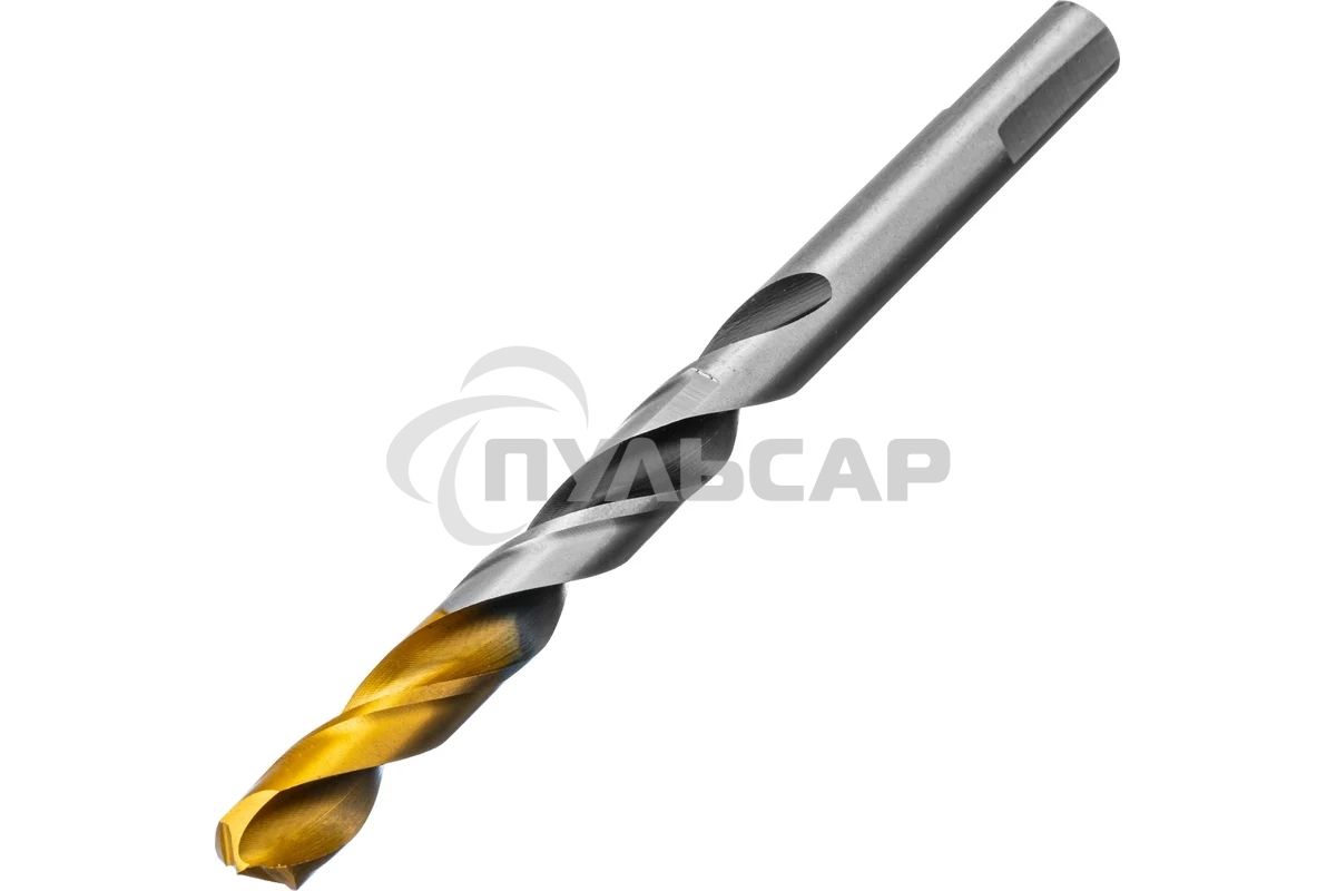 Сверло спиральное по металлу Denzel 10 x 133мм, Р6М5, Golden Tip, многогранная заточка