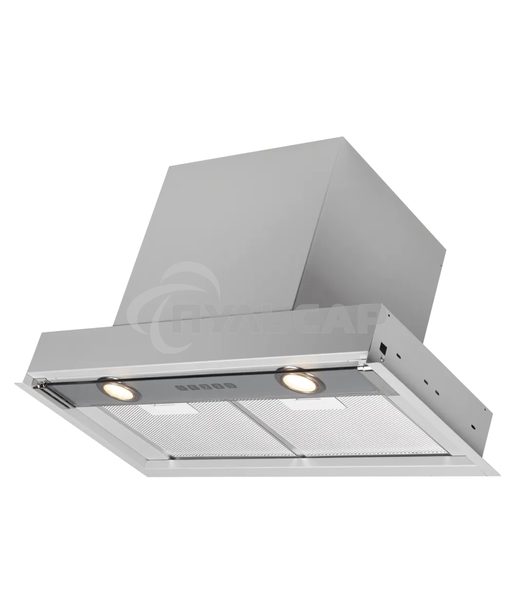 Вытяжка встраиваемая Kuppersberg Francesca 60, ширина 60 см, отвод/рециркуляция, 850 м3/час, электронное кнопочное управление, 3 скорости, светодиодное освещение 2х3,5 Вт, металлический жироулавливающий фильтр, 62 дБ, стальной
