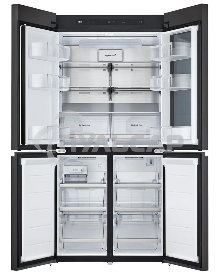 Холодильник LG GR-A24FQAKM серый трехкамерный 382/145л морозилка снизу, No Frost, Side by Side