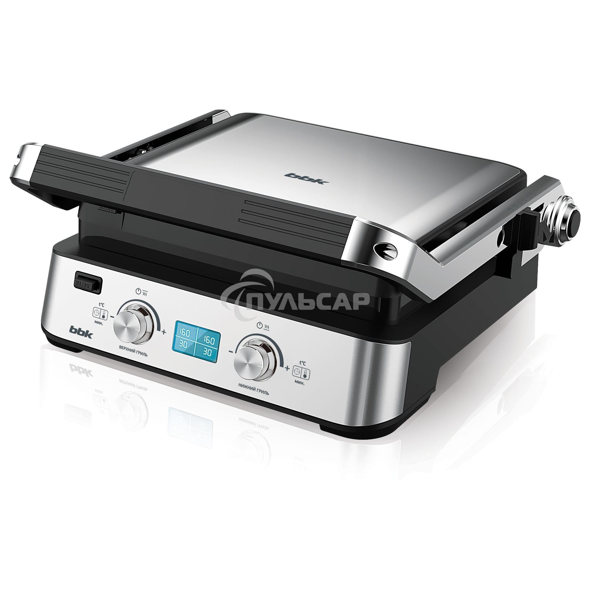 Гриль электрический BBK BEG2004 2000 Вт, черный/металлик
