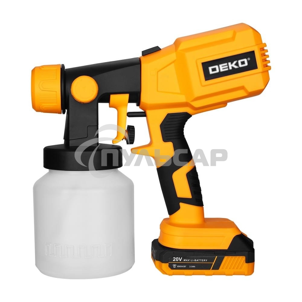 Краскопульт аккумуляторный DEKO SG20DK, 20В, 800 мл, 1x3.0А·ч 083-1133