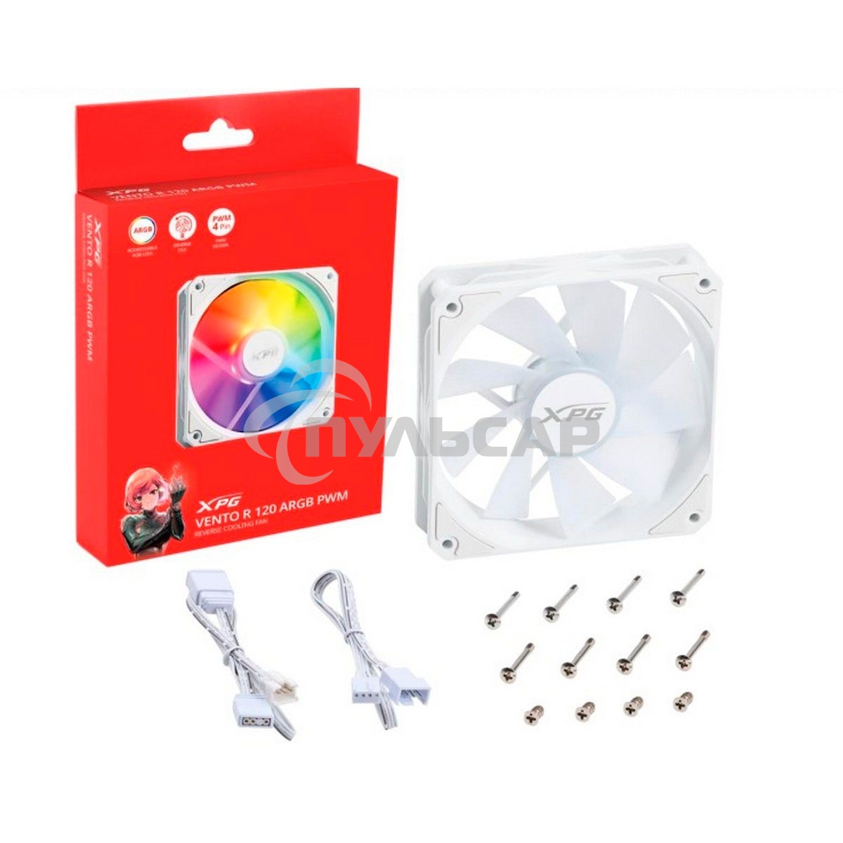 Вентилятор для корпуса ADATA XPG VENTO R 120 ARGB PWM белый, 120 мм, 1600 об/мин, 32 дБ, 4 pin