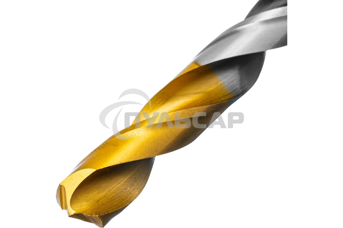 Сверло спиральное по металлу Denzel 10 x 133мм, Р6М5, Golden Tip, многогранная заточка