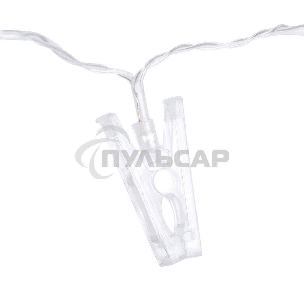 Гирлянда светод. Funray Прищепки, SE-CLIPS-315WW, 3*АА, 3м, 15LED,теплый белый, прозр шнур 0,5м