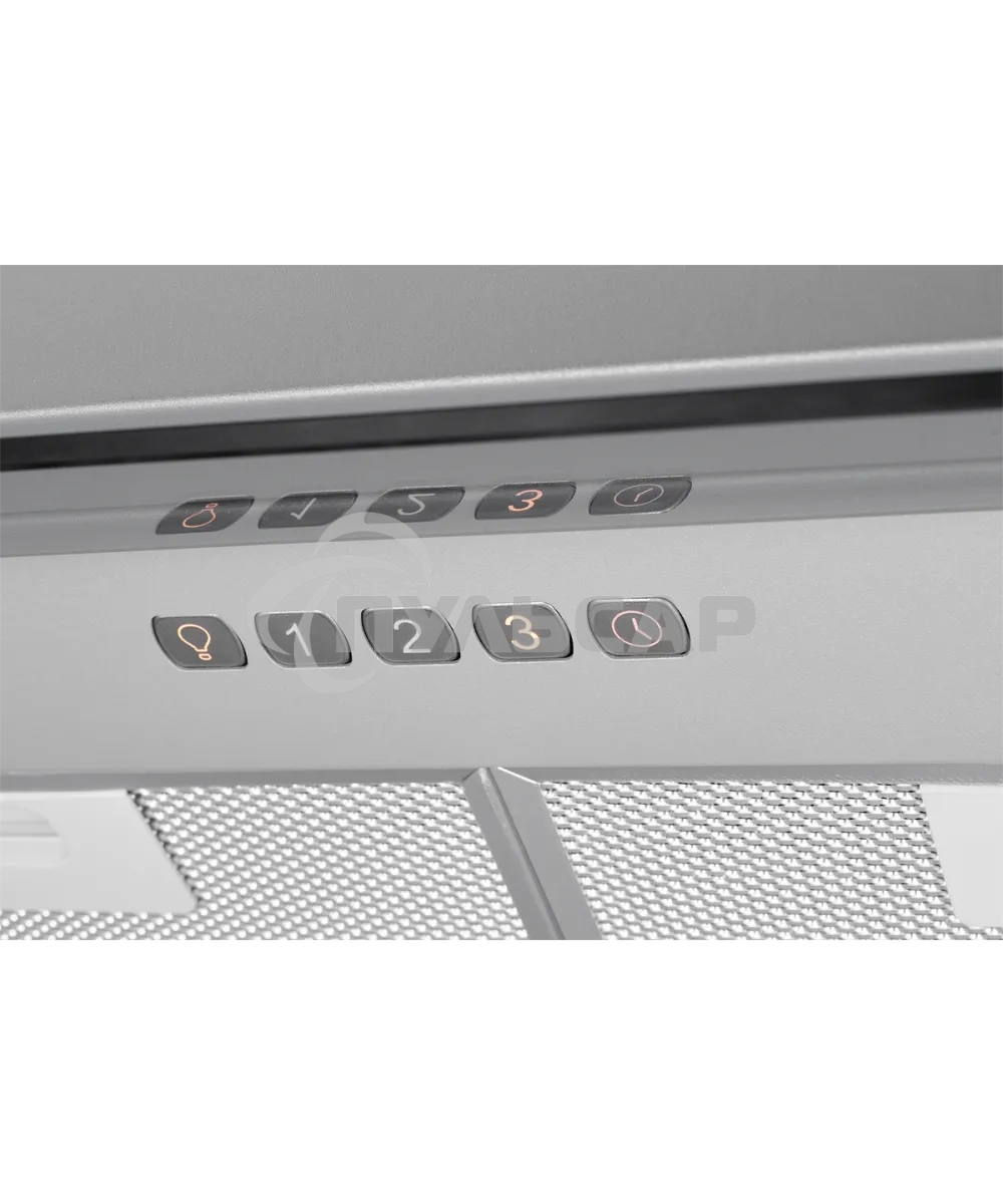 Вытяжка встраиваемая Kuppersberg Francesca 60, ширина 60 см, отвод/рециркуляция, 850 м3/час, электронное кнопочное управление, 3 скорости, светодиодное освещение 2х3,5 Вт, металлический жироулавливающий фильтр, 62 дБ, стальной