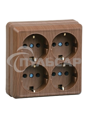Розетка Iek ERO41-K04-16-DC РС24-3-ОД 4местн. с з/к 16А откр.уст. ОКТАВА (дуб)
