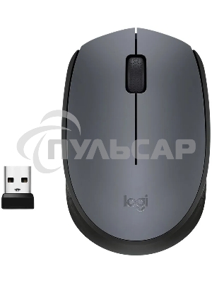 Мышь беспроводная Logitech M170 черный/темно-серый, 1000 dpi, радиоканал, USB, кнопки - 3