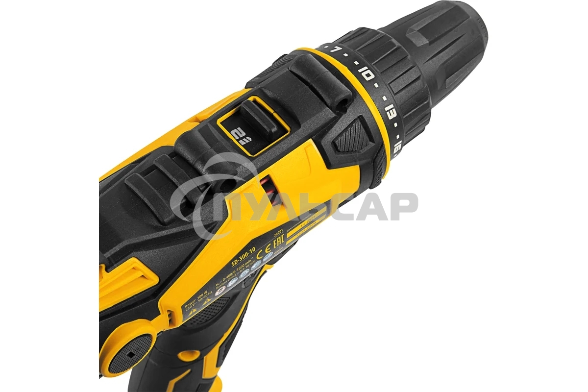 Дрель-шуруповерт Denzel SD-300-10, Сетевая, 300Вт