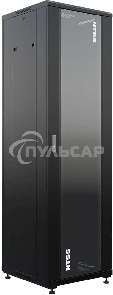 Шкаф коммутационный NTSS Премиум (NTSS-R42U6060GS-BL) напольный 42U 600x600мм пер.дв.стекл металл 900кг черный 510мм 86кг 1987мм IP20 сталь