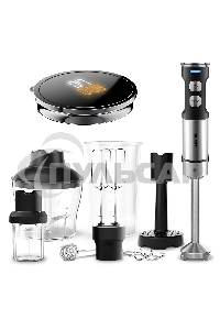 Блендер CENTEK CT-1367 (сталь) 1500Вт, 8в1, блендер/венчик/чоппер/кофе, ДИСПЛЕЙ 650мл стакан 800мл