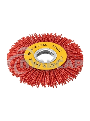 Щетка для УШМ Denzel 100 мм, плоская, нейлоновая щетина, посадка 22,2 мм