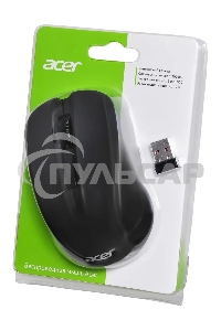 Мышь беспроводная Acer OMR010 черный, 1200 dpi, радиоканал, USB, кнопки - 3