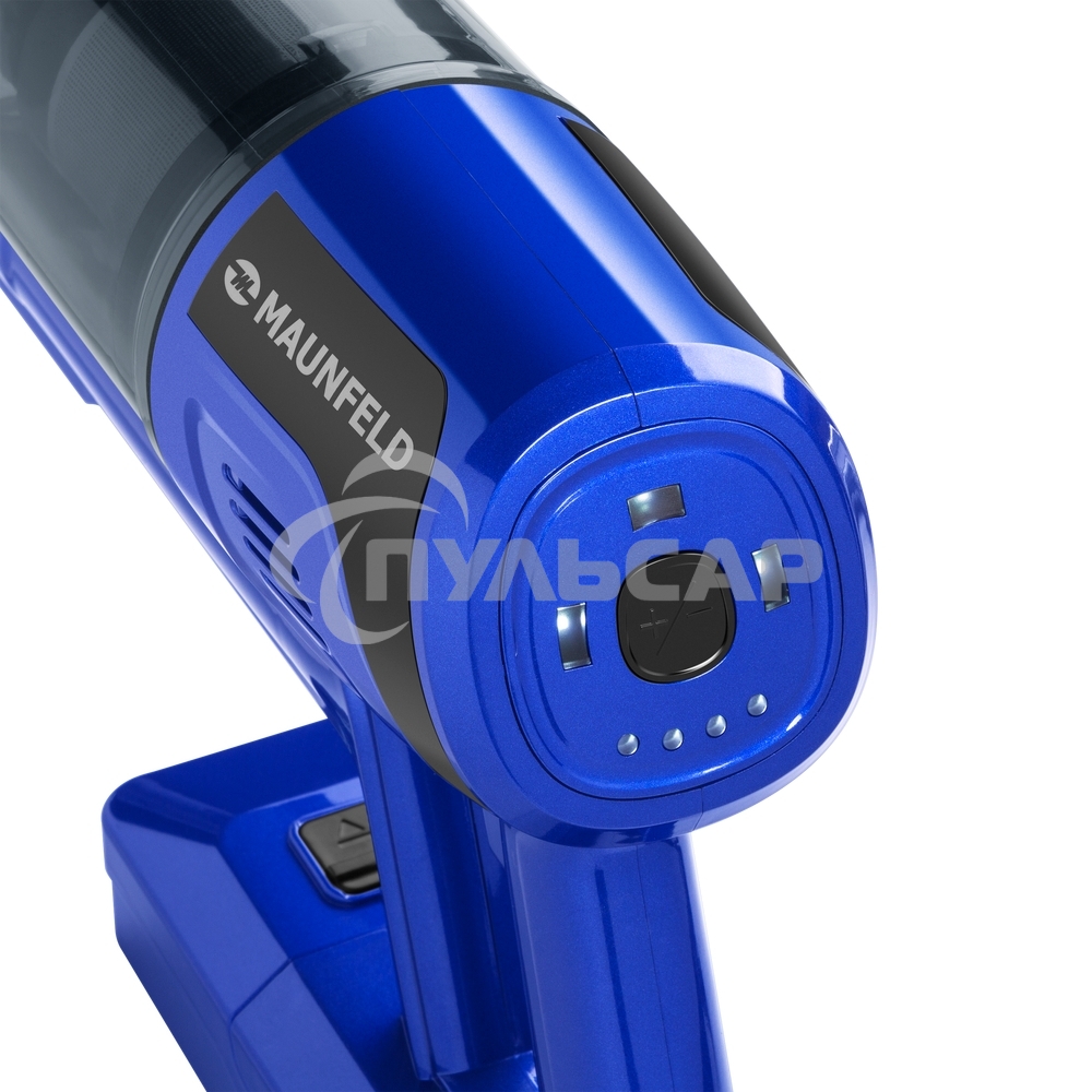 Пылесос вертикальный беспроводной Maunfeld MF-2032BL PRO синий, питание от аккумулятора, 200 Вт, уборка сухая, пылесборник 0.5 л, работа от АКБ max - 35 мин