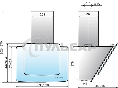 Вытяжка наклонная Elikor Кварц 90П-1000-Е4Д белый, 89 см, 1000 куб. м/ч, 59 дБ