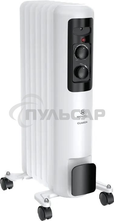 Обогреватель масляный Royal Clima Guarda ROR-GU7-1500M, с терморегулятором, 1500Вт, 6 секций, 3 режима, белый/серый