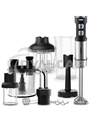 Блендер CENTEK CT-1367 (сталь) 1500Вт, 8в1, блендер/венчик/чоппер/кофе, ДИСПЛЕЙ 650мл стакан 800мл