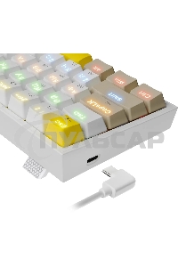 Клавиатура проводная REDRAGON Fizz RU,Rainbow,бежевый/желтый,red свитч