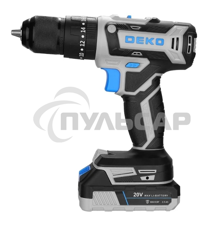 Дрель-шуруповерт DEKO DKCID20FU-Li, Аккумуляторная, 20В, 1 АКБ, Ударная