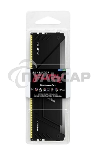 Оперативная память Kingston Fury Beast, DDR4, 16Gb (1x16Gb), 3200MHz, CL16, DIMM, радиатор, RGB, черный