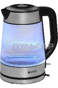 Чайник электрический Vitek VT-7017, 1.8л, 2200Вт, прозрачный, корпус: стекло