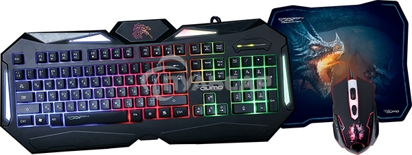 Игровой комплект Qumo Spirit Of Wisdom, клавиатура мышь проводная, оптическая коврик