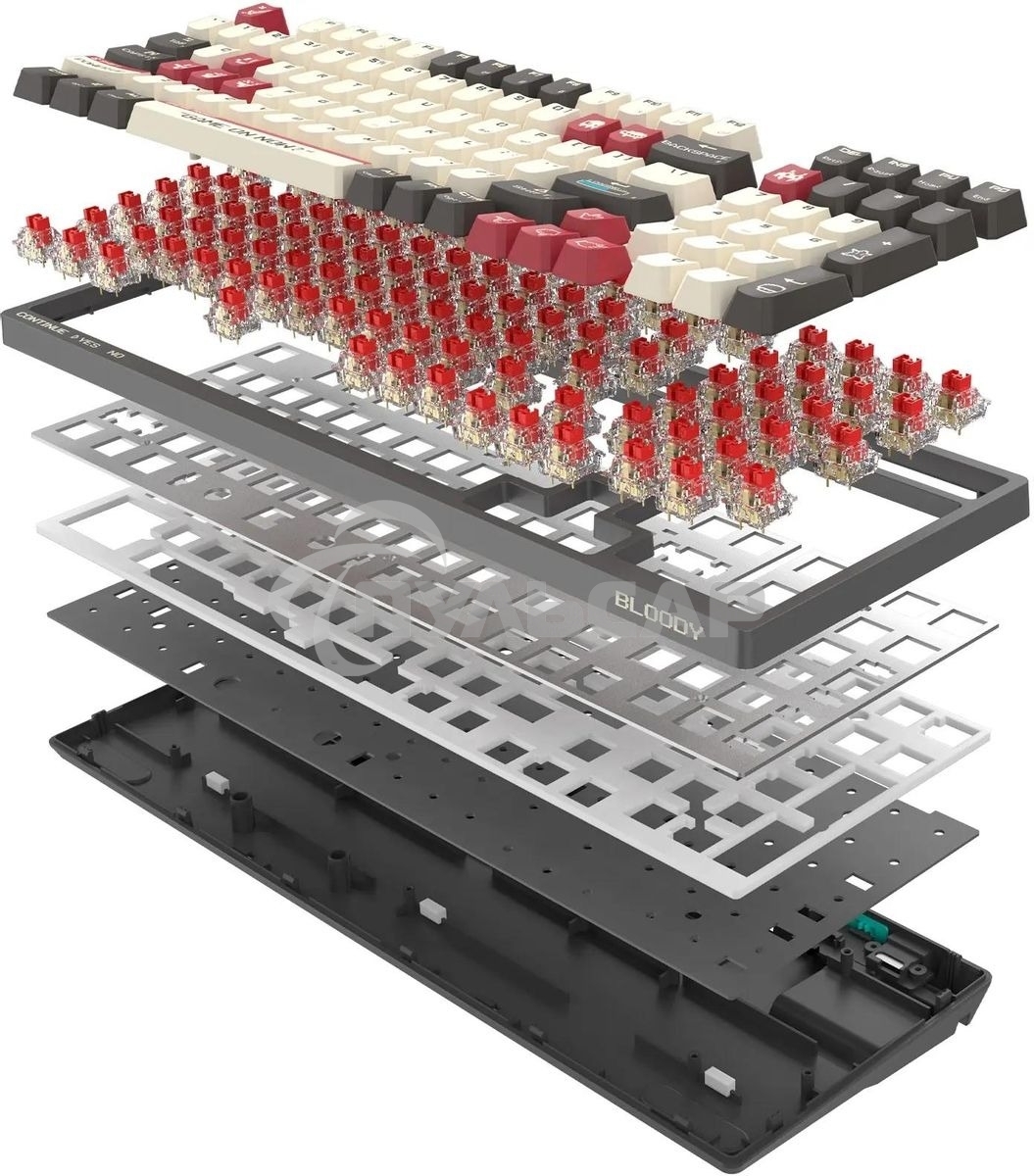 Клавиатура беспроводная A4Tech Bloody WS98 Pixels Red USB, Bluetooth/Радиоканал темно-серый/белый