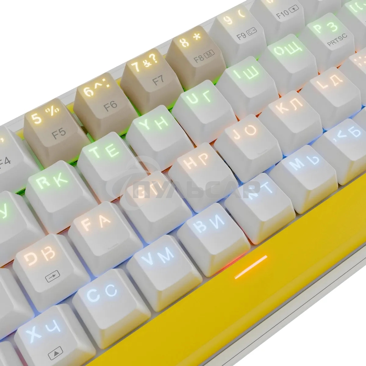 Клавиатура проводная REDRAGON Fizz RU,Rainbow,бежевый/желтый,red свитч