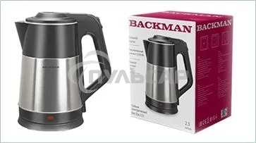Чайник электрический BACKMAN BM-TEA 727 2,3 л, 2200 Вт, серебристый/черный