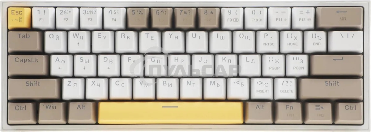 Клавиатура проводная REDRAGON Fizz RU,Rainbow,бежевый/желтый,red свитч