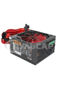 Блок питания Ginzzu PC600 Red, 600Вт, 80 PLUS, 140мм, черный / красный
