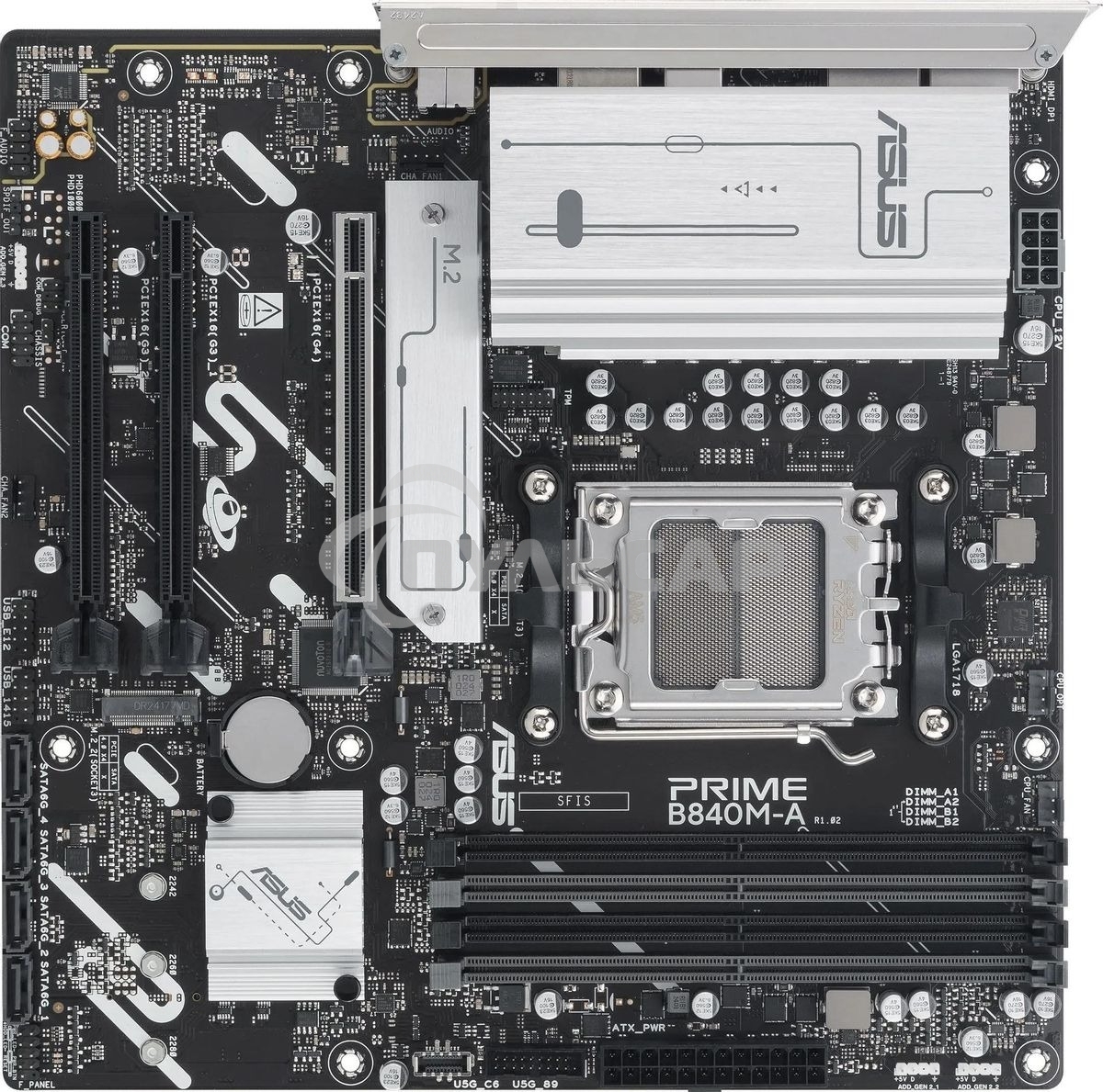 Материнская плата ASUS PRIME B840M-A-CSM, AM5, AMD B840, 4xDDR5, 4xSATA, 3xM.2, 1xPCI-E 4.0 x16, 2xPCI-E 3.0 x16, 1xRealtek 2.5Gb LAN, 2xUSB-A 10Gbps, 1xUSB-C 5Gbps, 4xUSB-A 2.0, 3x3.5 мм, 7.1, micro-ATX