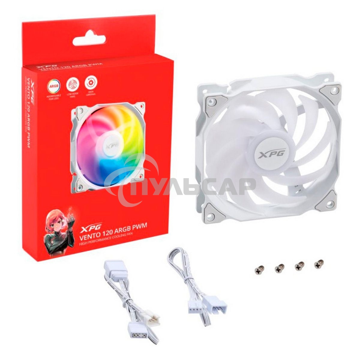 Вентилятор для корпуса ADATA XPG VENTO 120 ARGB PWM белый, 120 мм, 1850 об/мин, 21 дБ, 4 pin