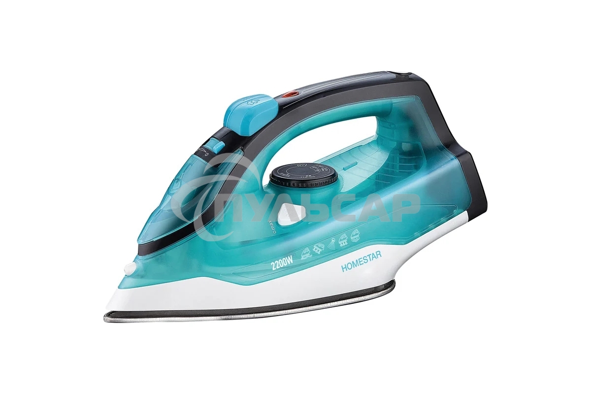Утюг HOMESTAR HS-4011 бирюзовый, 2200 Вт, пар, подошва нержавеющая сталь, антинакипь, капля стоп