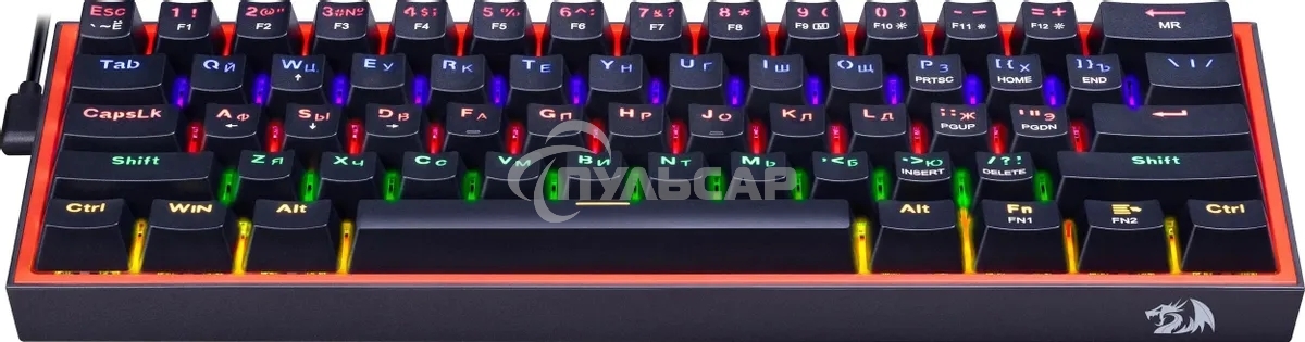 Клавиатура проводная REDRAGON Fizz RU,Rainbow,красные свитчи