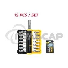 Набор бит 14 шт c держателем Deli DL251201 (SL4,SL5,SL6,PH0,PH1,PH2,PH3,T15,T20,T25,H5,H6,PZ1,PZ2), сталь S2, пласт.держатель