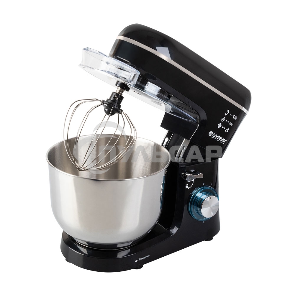 Миксер планетарный Endever Sigma-120, черный, мощность 1800 Вт, объем чаши 6 л, планетарная система смешивания, 2 шт/уп.