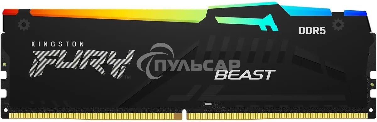 Оперативная память Kingston Fury Beast, DDR5, 16Gb (1x16Gb), 5200MHz, CL40, DIMM, с радиаторами, RGB, черный