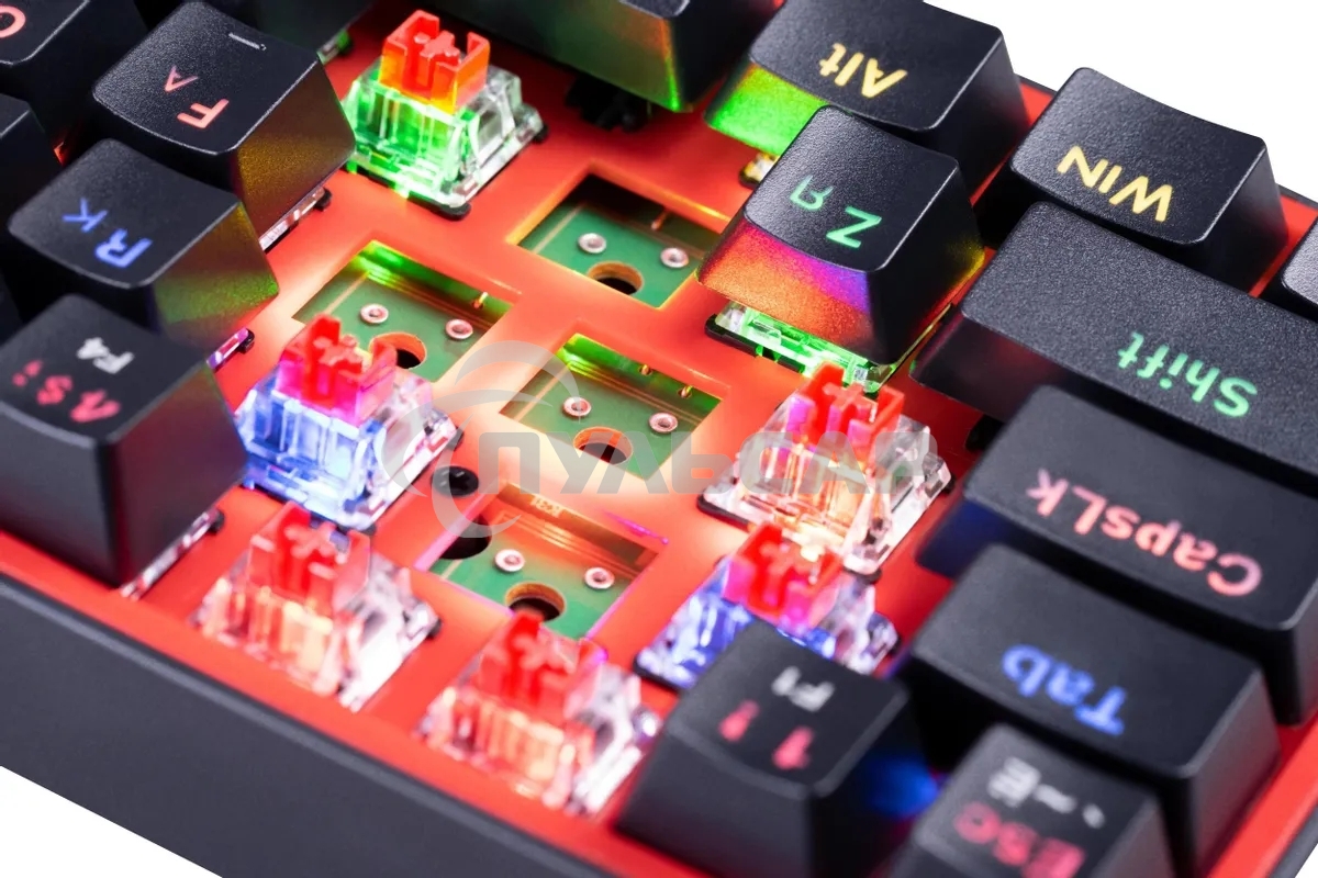 Клавиатура проводная REDRAGON Fizz RU,Rainbow,красные свитчи