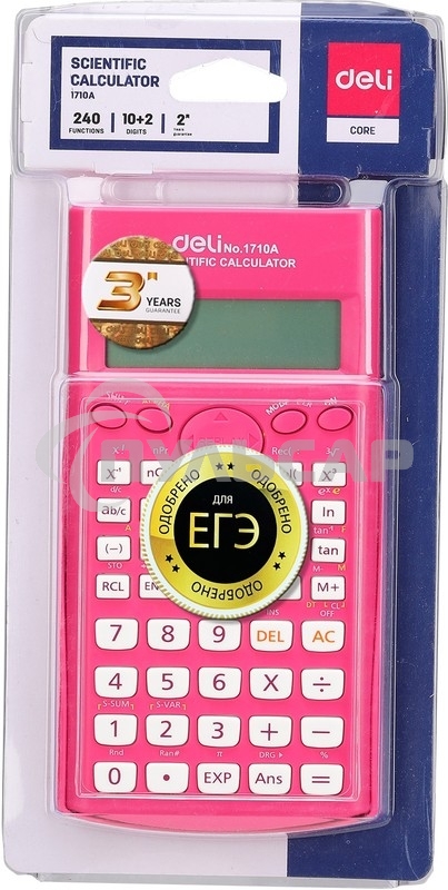 Калькулятор научный Deli E1710A/RED красный 10+2-разр.