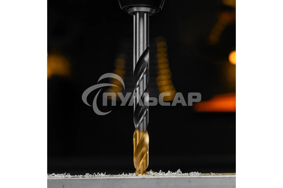 Сверло спиральное по металлу Denzel 12 x 151мм, Р6М5, Golden Tip, многогранная заточка