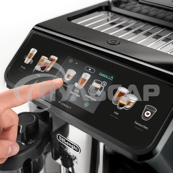 Кофемашина автоматическая DeLonghi ECAM450.86.T черный/серебристый, исп. кофе- зерновой/молотый, 1.8 л, 1450 Вт. 19 бар