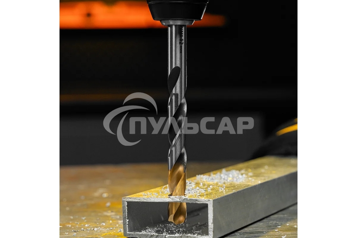 Сверло спиральное по металлу Denzel 12 x 151мм, Р6М5, Golden Tip, многогранная заточка