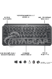 Клавиатура беспроводная Logitech MX Keys Mini (920-010501), USB, Bluetooth/Радиоканал, темно-серый/черный