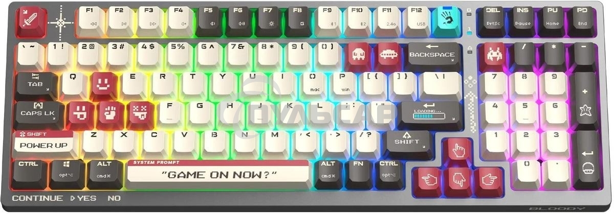 Клавиатура беспроводная A4Tech Bloody WS98 Pixels Red USB, Bluetooth/Радиоканал темно-серый/белый