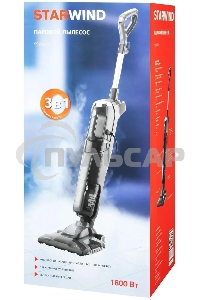 Пылесос паровой вертикальный Starwind SSV9555 темно-серый/серебристый, питание от сети, 120 Вт, уборка сухая/паром, пылесборник 0.5 л